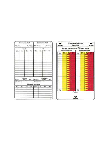 Spielnotizkarten Fussball weiss